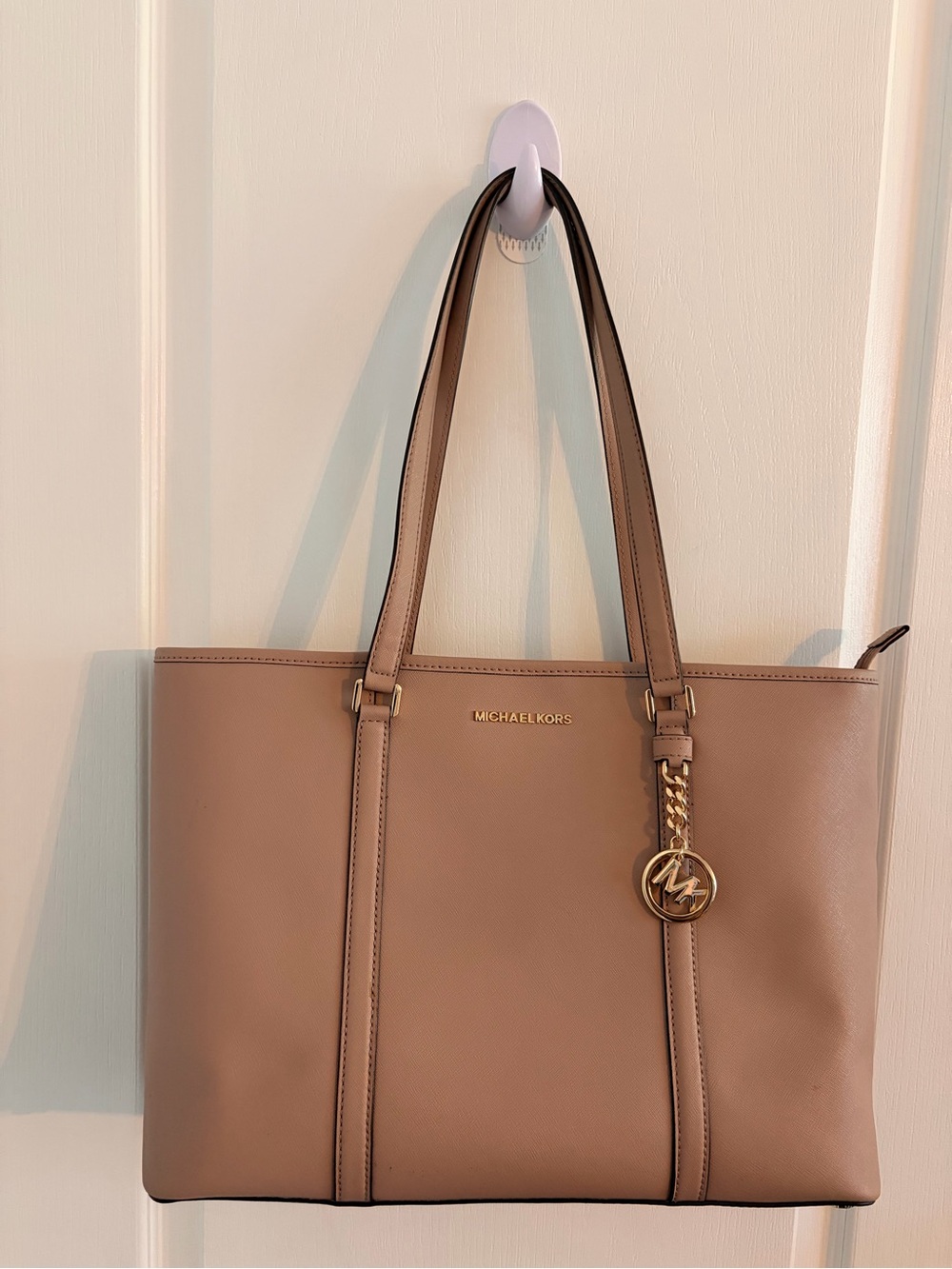 Michael Kors Blush Saffiano Leather Tote with Gold Accents
